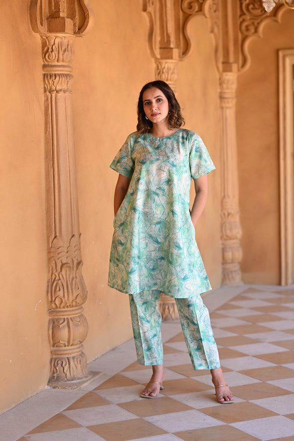 Modal Chanderi Co-Ord Set - Blue